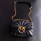 Genuine Leather Quilted Love Birds Crossbody Bag