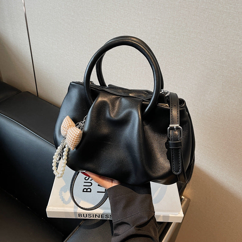 Elegant Pleated Soft Leather Shoulder Handbag