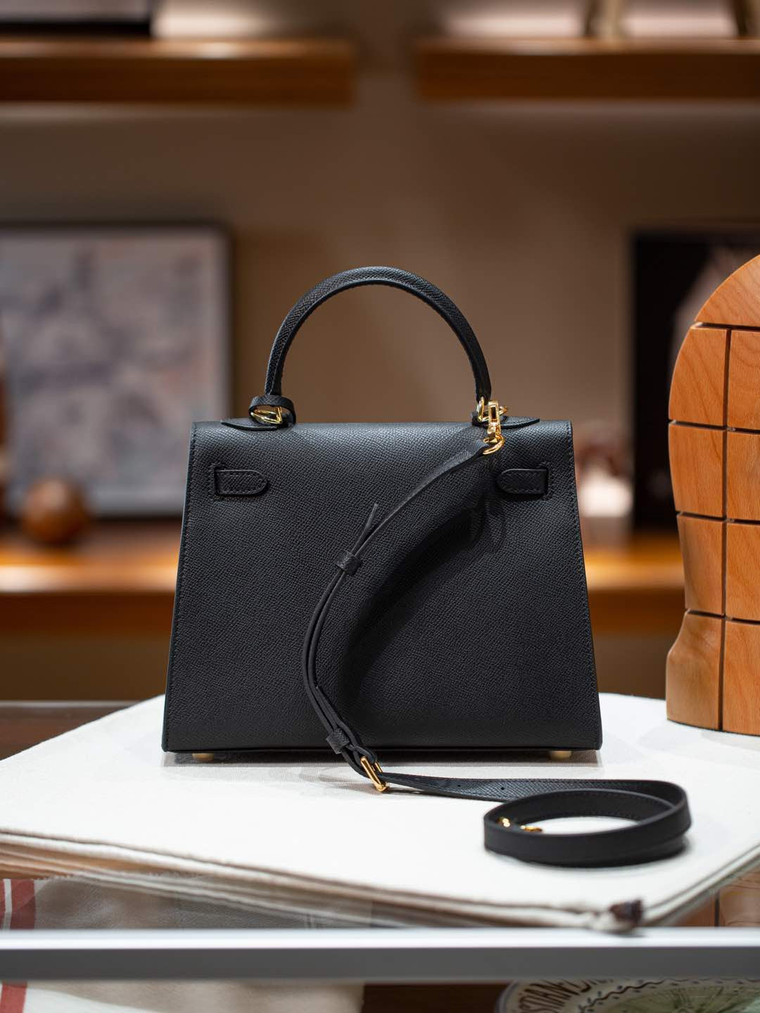 Premium Leather Kelly Style Shoulder Crossbody Handbag