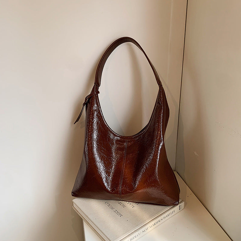 Soft Glossy Shoulder Bag Large Capacity