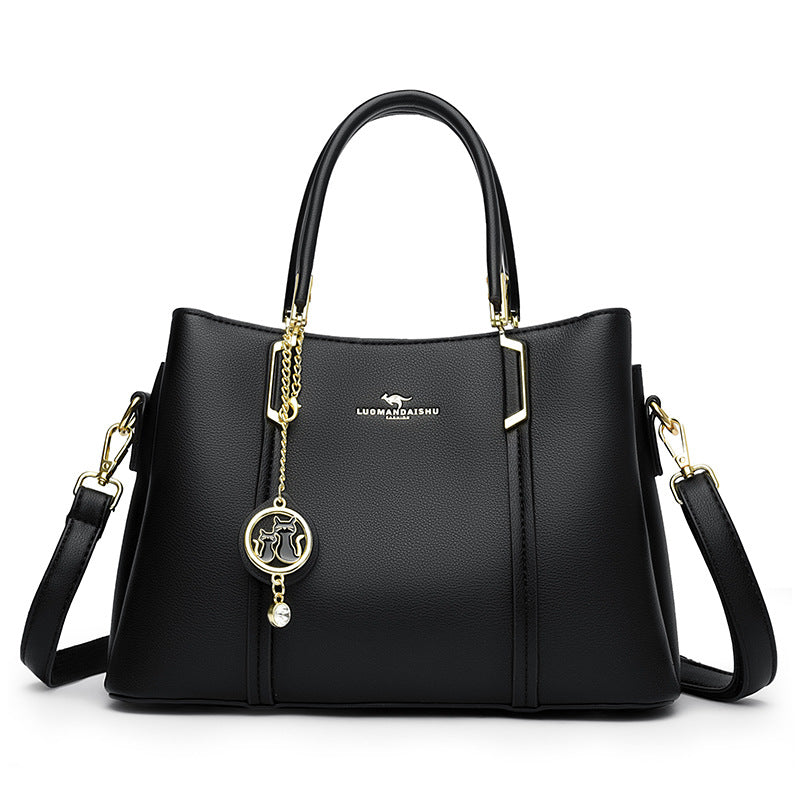 Ladies Soft Leather Tote Crossbody Handbag