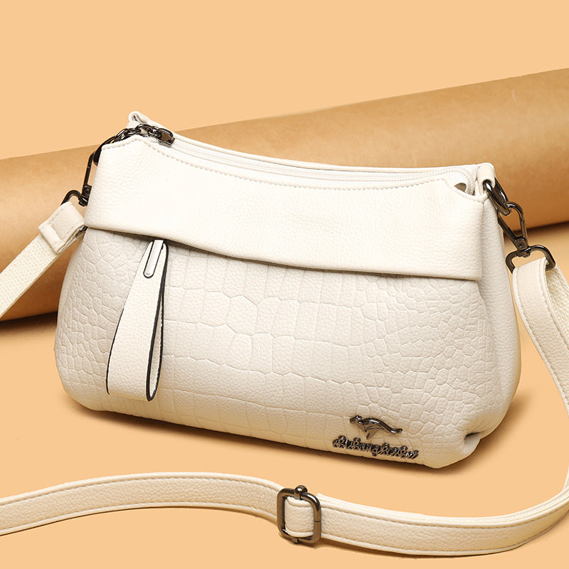 Soft Faux Leather Crocodile Embossed Shoulder Bag