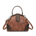 Retro Embossed Faux Leather Top-Handle Crossbody Bag