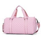 Quilted Leather Travel Duffel Bag Shoe Compartment