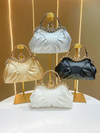 Elegant Pleated Evening Handbag with Crystals