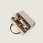 Canvas Leather Mini Box Crossbody Handbag