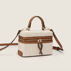 Canvas Leather Mini Box Crossbody Handbag