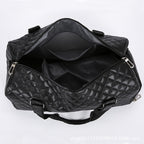 Quilted Leather Travel Duffel Bag Shoe Compartment