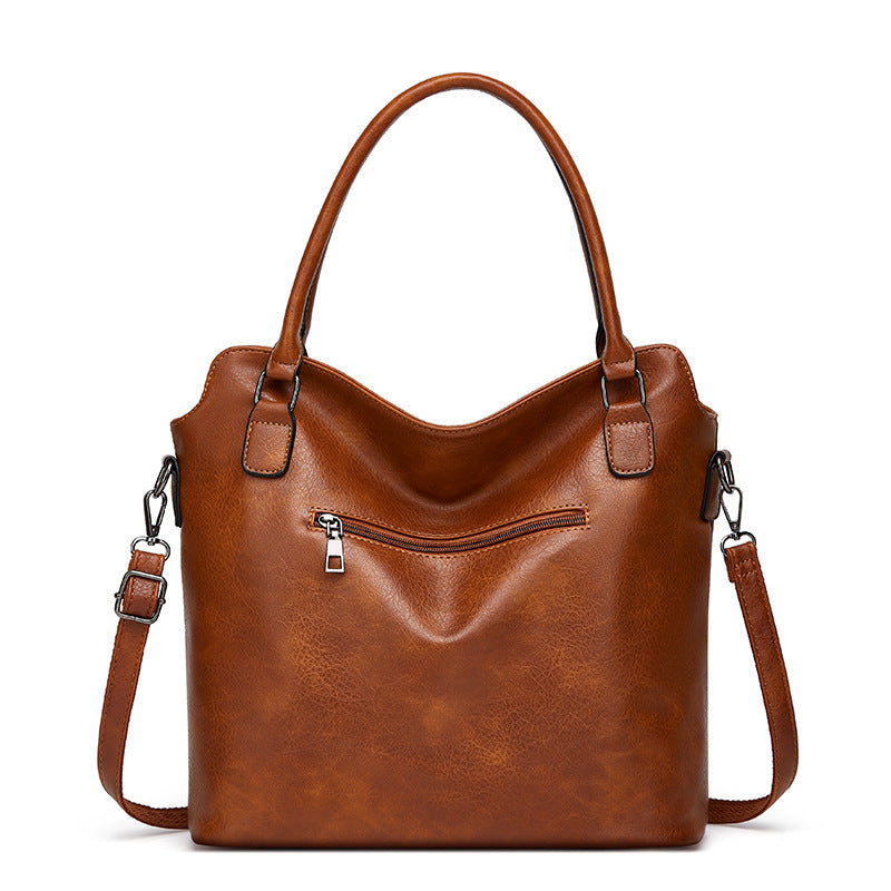 Women's Vintage Faux Leather Tote Handbag