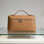 Genuine Leather Ostrich Pattern Box Handbag