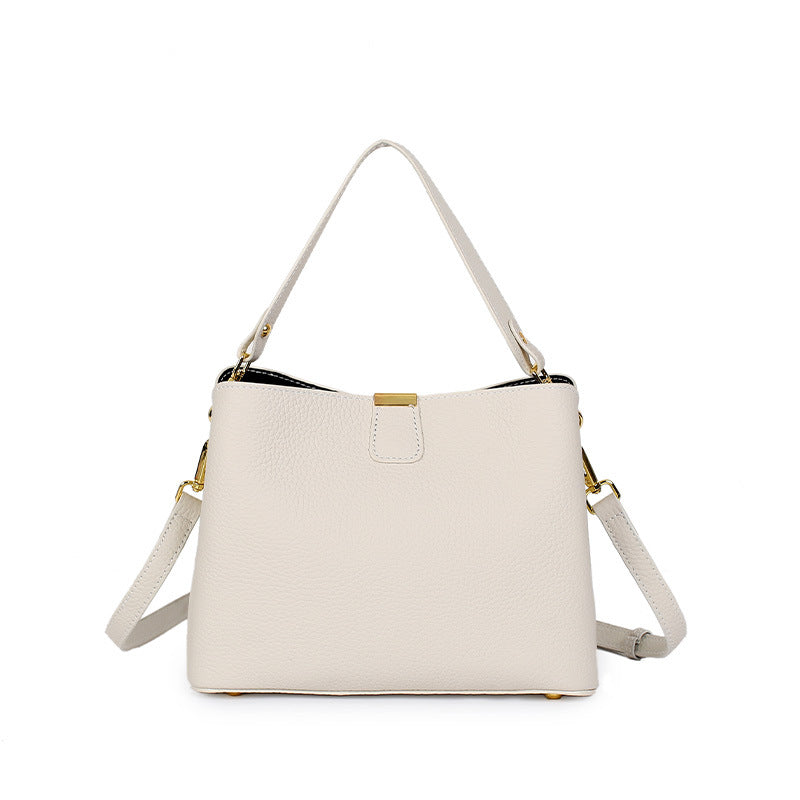 Women's Leather Crossbody Bucket Handbag