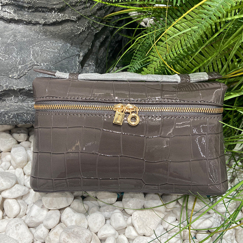 White Croc Embossed Leather Crossbody Bag