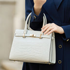 Premium Crocodile Embossed Leather Top Handle Bag