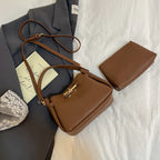 Soft Leather Bucket Bag Set Tote Shoulder
