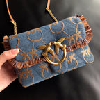 Genuine Leather Quilted Love Birds Crossbody Bag