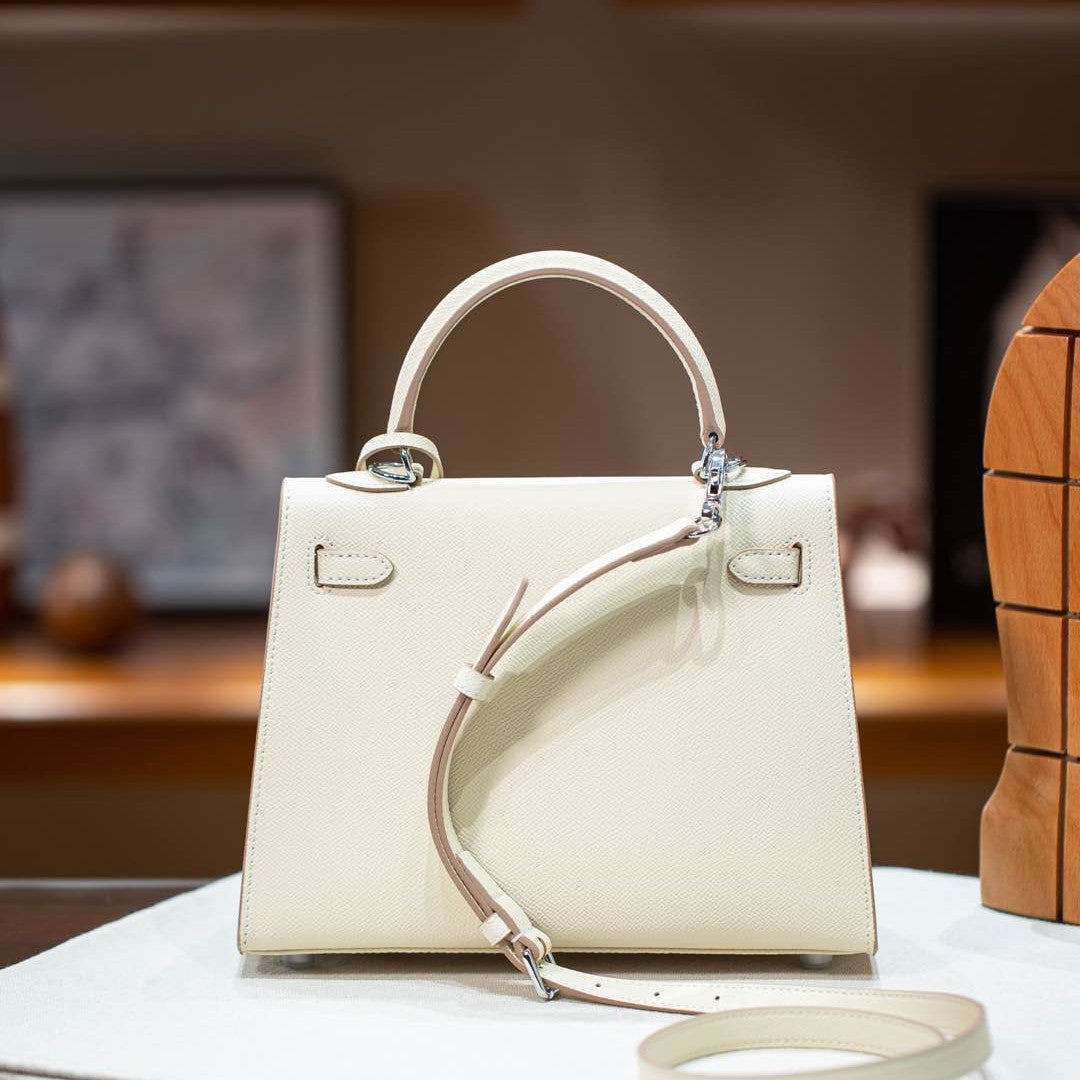 Premium Leather Kelly Style Shoulder Crossbody Handbag