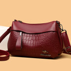 Soft Faux Leather Crocodile Embossed Shoulder Bag