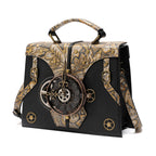 Steampunk Embossed Genuine Leather Handbag