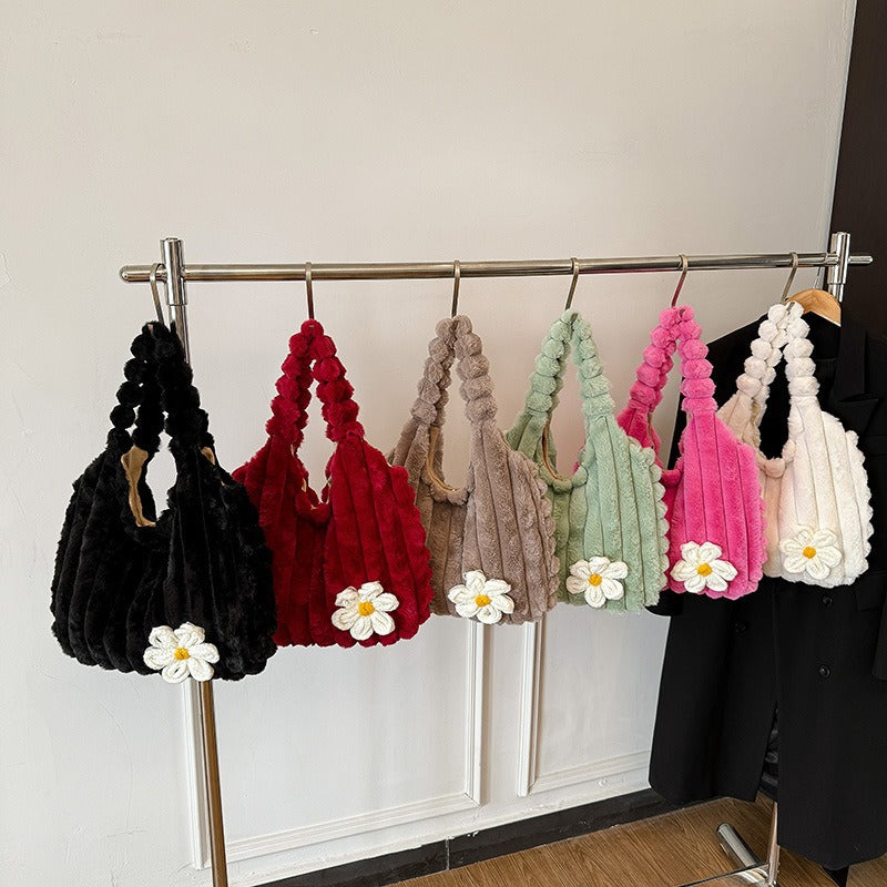 Soft Plush Daisy Tote Bag