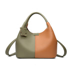 Soft Leather Two-Tone Bucket Handbag