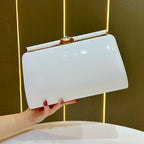 Elegant White Glossy Clutch Shoulder Bag