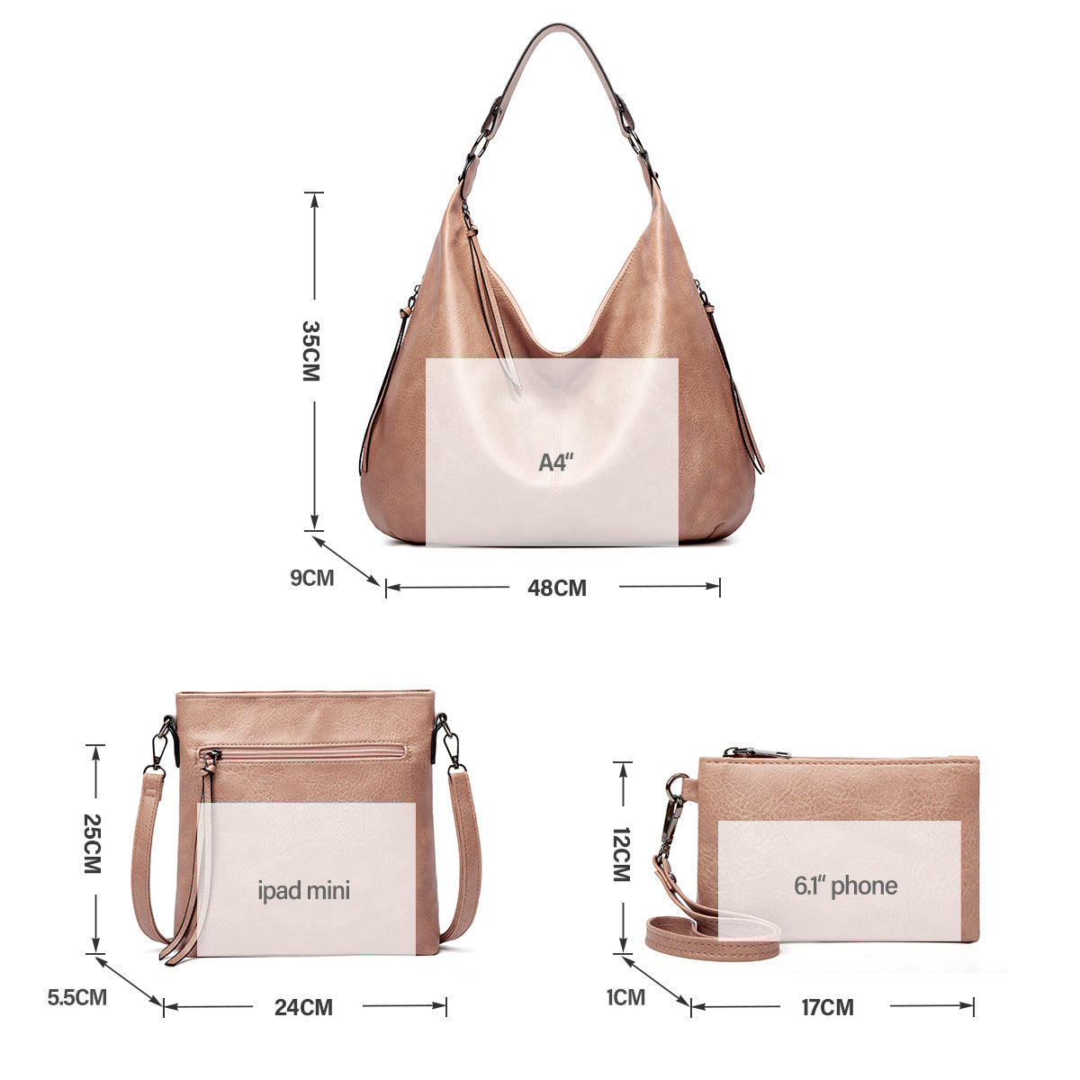 Soft Leather Tote Shoulder Bag Set