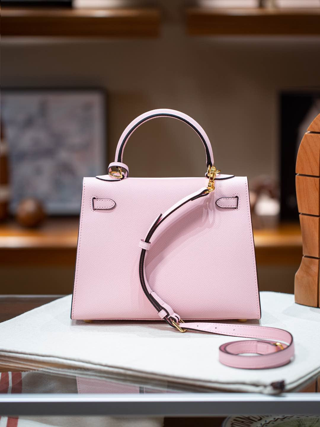 Premium Leather Kelly Style Shoulder Crossbody Handbag