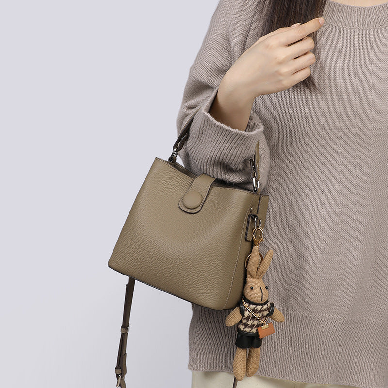 Premium Genuine Leather Bucket Crossbody Bag