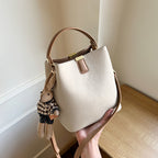 Premium Leather Bucket Crossbody Handbag