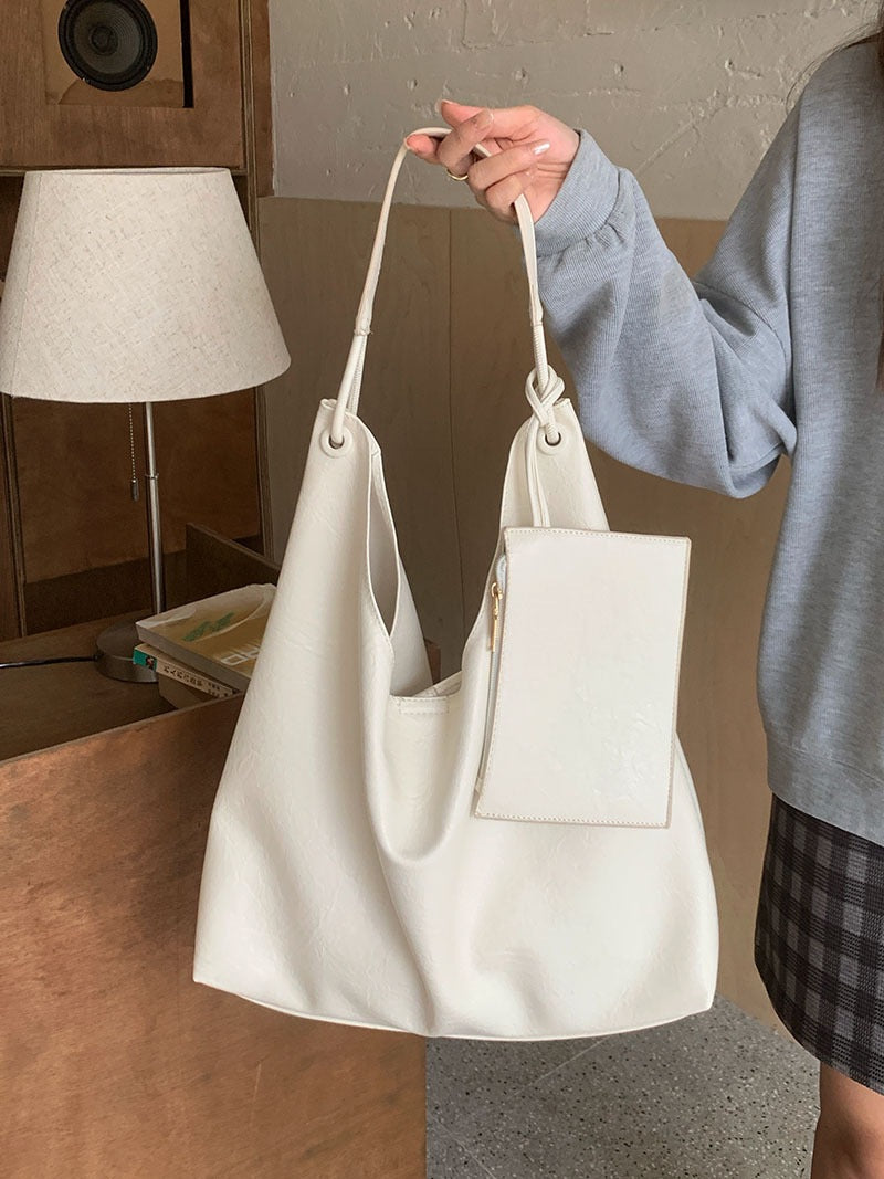 Stylish Soft Leather Shoulder Tote Bag