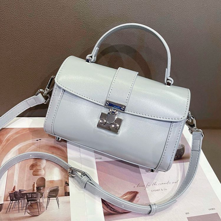 Elegant Leather Box Handbag Shoulder Crossbody Bag