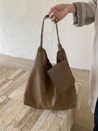 Stylish Soft Leather Shoulder Tote Bag