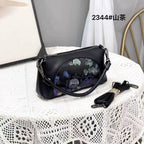 Floral Embossed Soft Leather Shoulder Bag