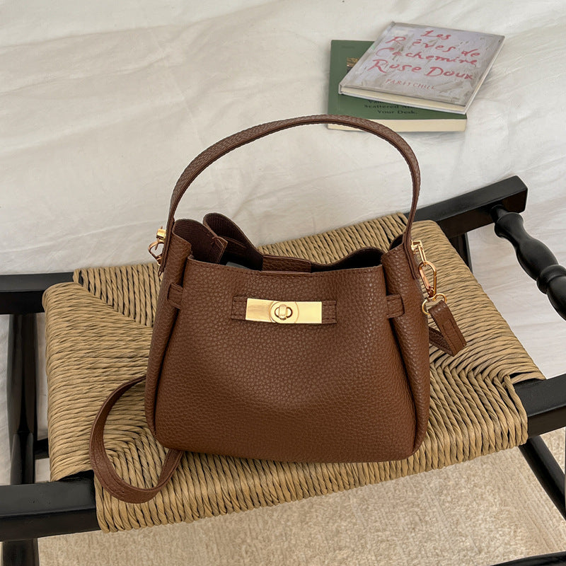 Soft Leather Bucket Bag Set Tote Shoulder