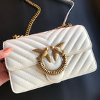 Genuine Leather Quilted Love Birds Crossbody Bag