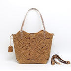Cowhide Embossed Floral Leather Tote Bag