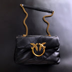 Genuine Leather Quilted Love Birds Crossbody Bag