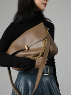 Premium Leather Large Crossbody Tote Bag