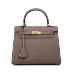 Orange Leather Kelly Top Handle Bag
