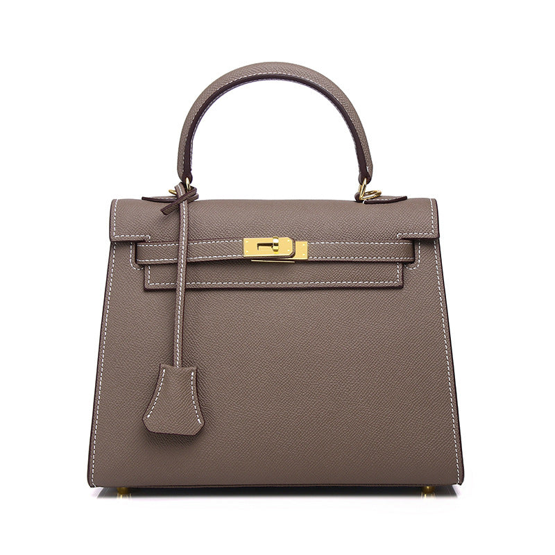 Orange Leather Kelly Top Handle Bag