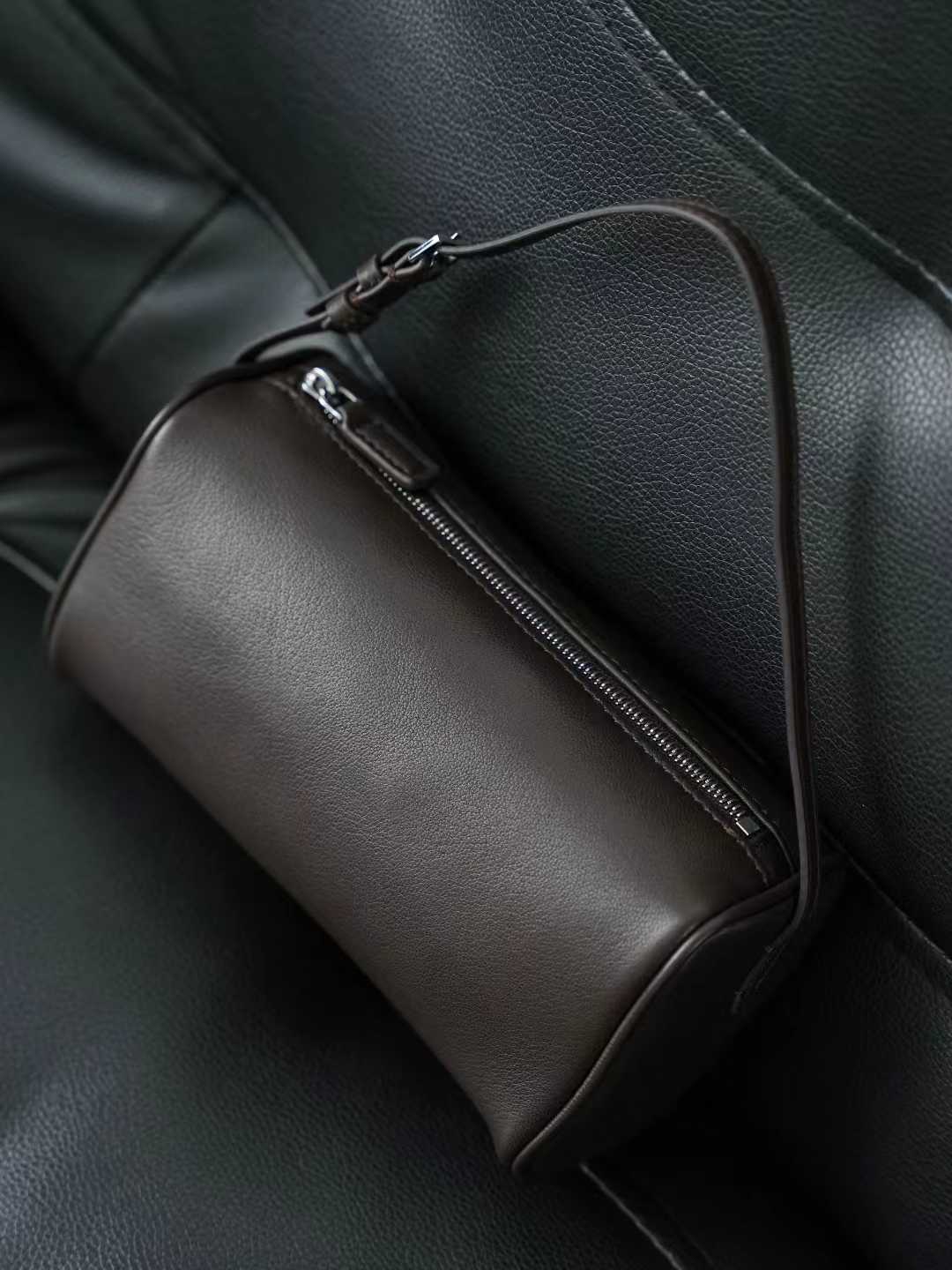 Top Grain Leather Cylindrical Crossbody Shoulder Bag