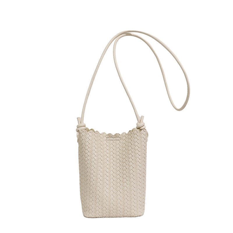 Lightweight Woven Bucket Crossbody Bag