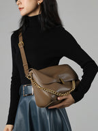 Premium Leather Large Crossbody Tote Bag