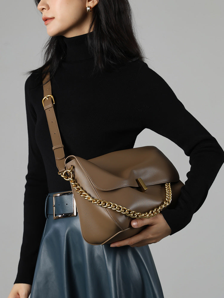 Premium Leather Large Crossbody Tote Bag