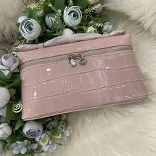Genuine Leather Crocodile Embossed Cosmetic Handbag