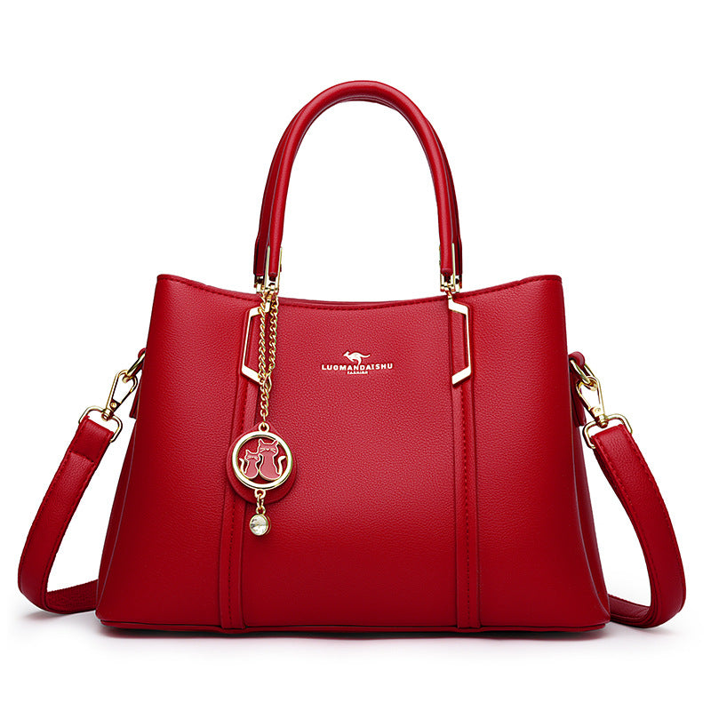Ladies Soft Leather Tote Crossbody Handbag