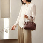 Vegetable Tanned Leather Bowling Shoulder Handbag