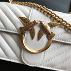 Genuine Leather Quilted Love Birds Crossbody Bag