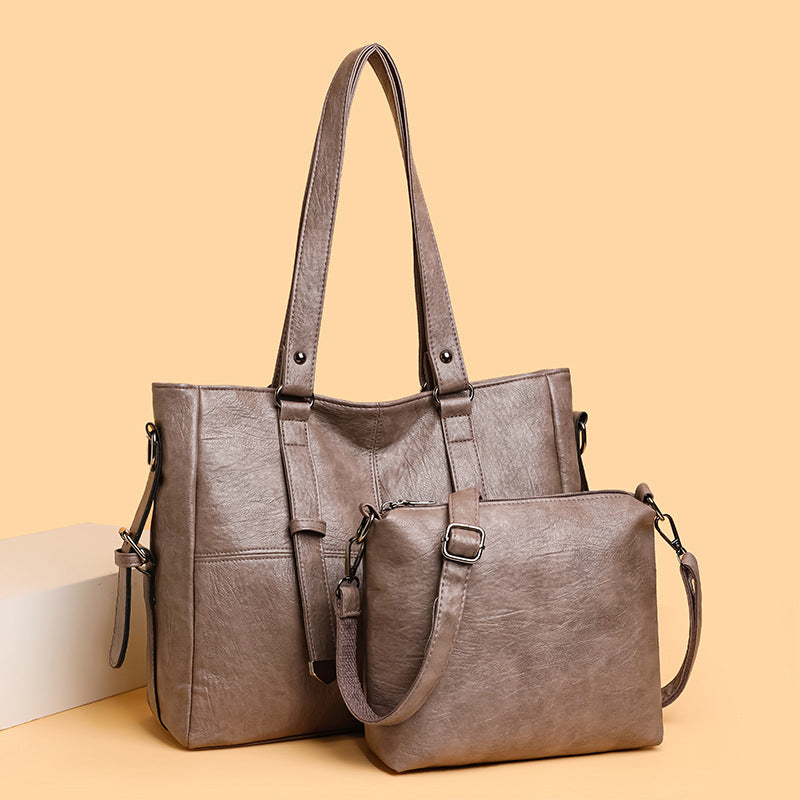 Fashion Soft Leather Tote Shoulder Bag Set
