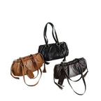 Premium Leather Ruched Drawstring Shoulder Bag
